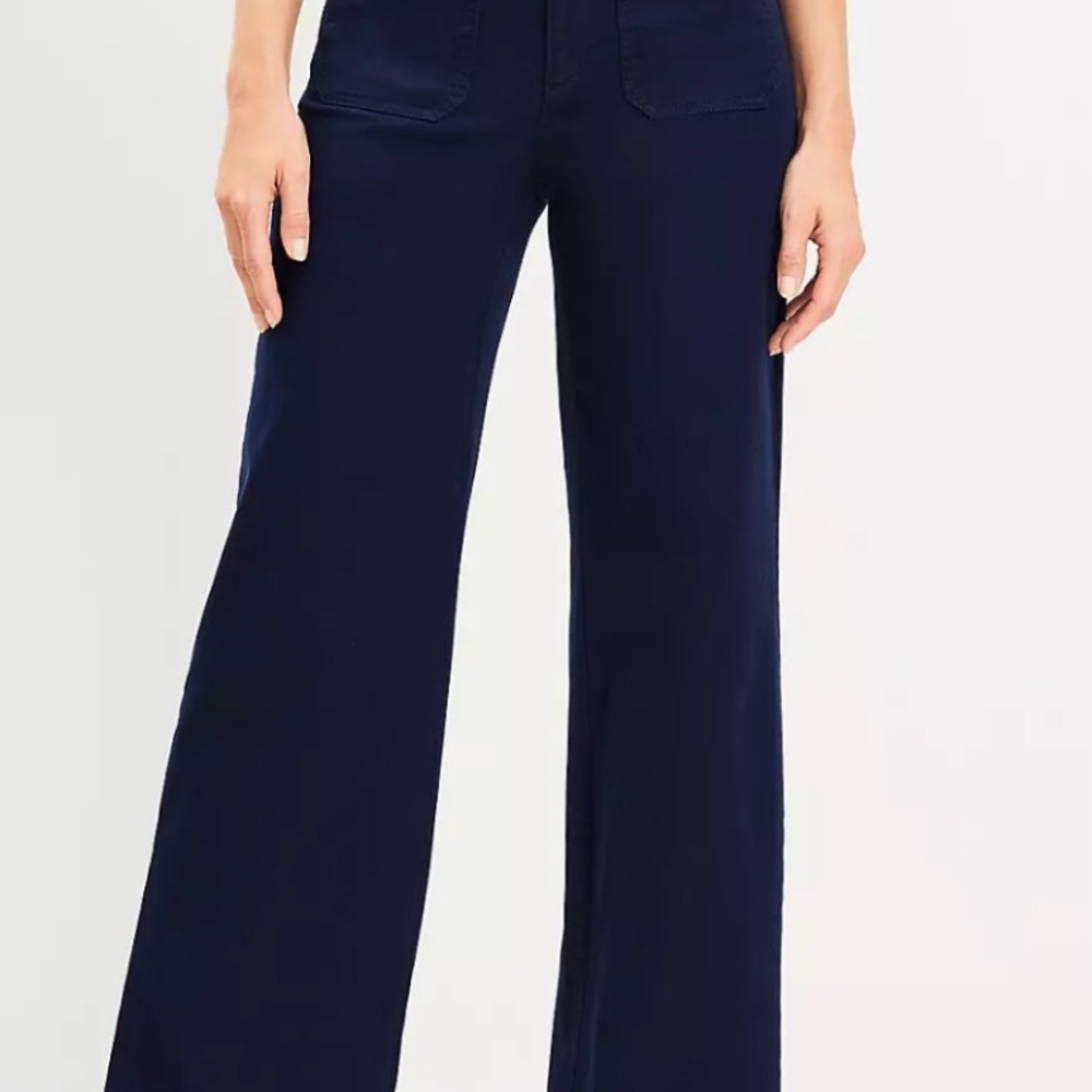 LOFT Palmer Blue Wide Leg Trousers - Picture 6 of 6
